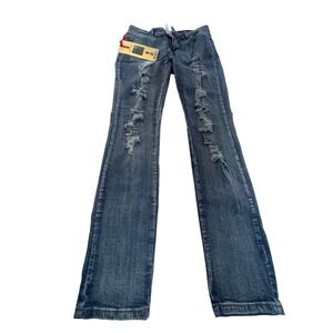 Sweet Lok Blue Denim Distressed Ripped‎ Jeans Women's Size 13 New With Tags